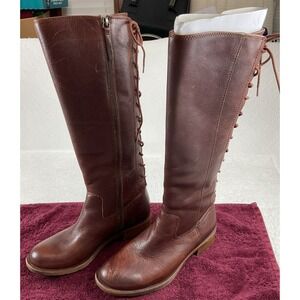 Sofft Brown Leather Lace-Up Boots